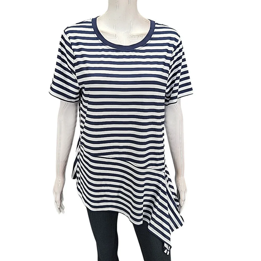 Cuddl Duds Womens Flexwear Asymmetric Hem Top Medium Size Tee Shirt